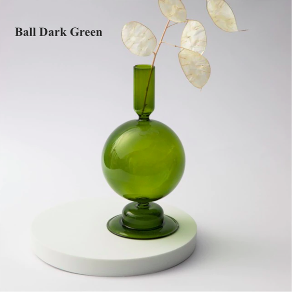 Colorful Glass Candlesticks / Vase: Green Bulb